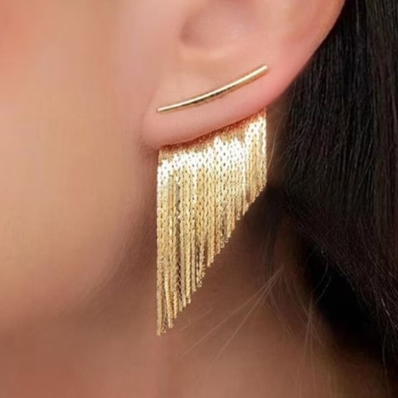 NWOT  Gorgeous Gold Fringe Earrings! - Picture 4 of 4